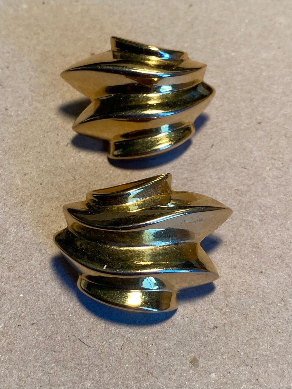 Gold-Tone Sculptural pierced style earrings